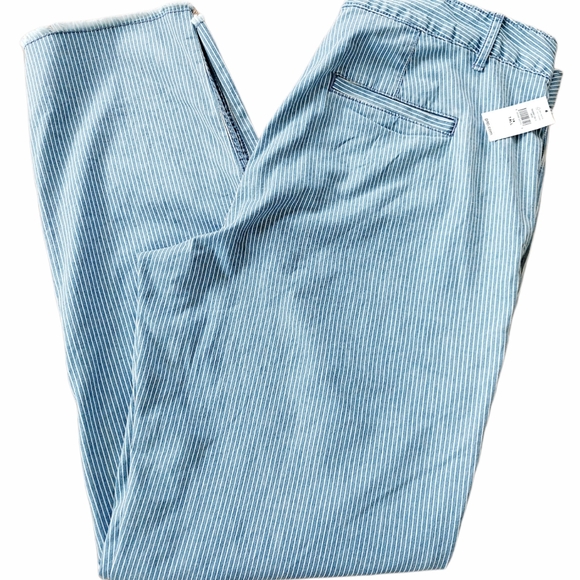 GAP SZ 14 tall Straight Stretch Khakis Striped NWT - Picture 2 of 11